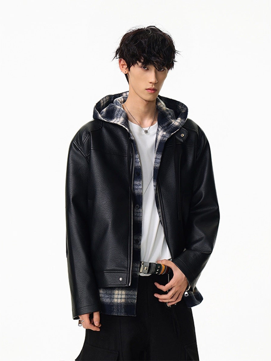 American retro motorcycle leather jacket