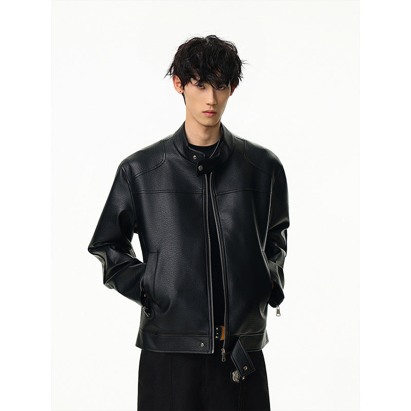 American retro motorcycle leather jacket