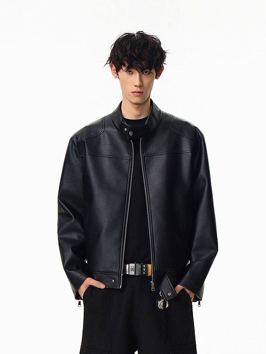 American retro motorcycle leather jacket