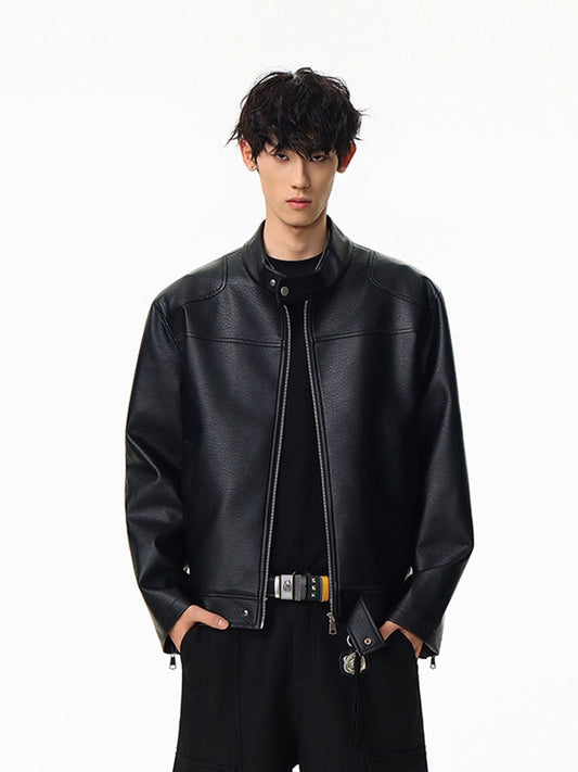 American retro motorcycle leather jacket